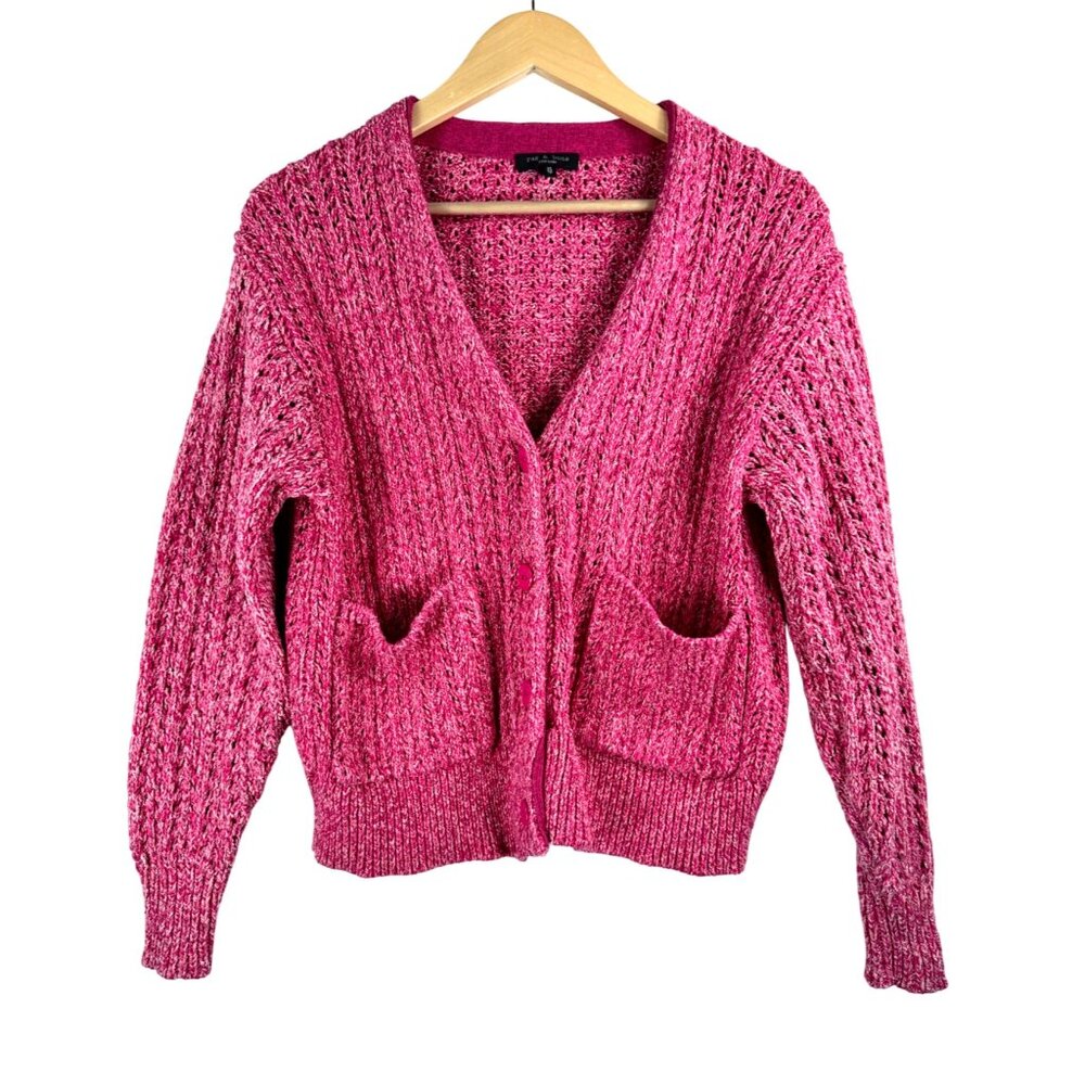 Rag & Bone‎ Edie Cotton blend cardigan Pink preppy chunky sz XS